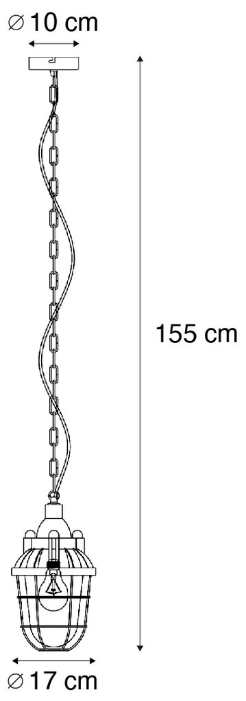 Индустриална висяща лампа черна със стъкло - Cabin