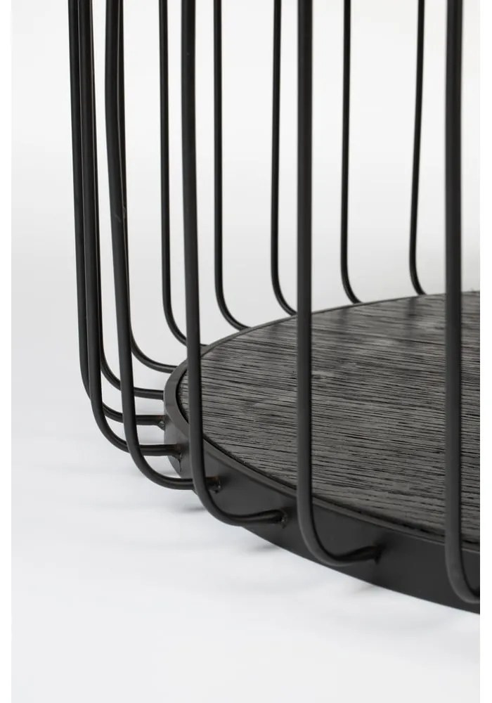 Черна кръгла масичка за кафе със стъклен плот 80x80 cm Lance – White Label