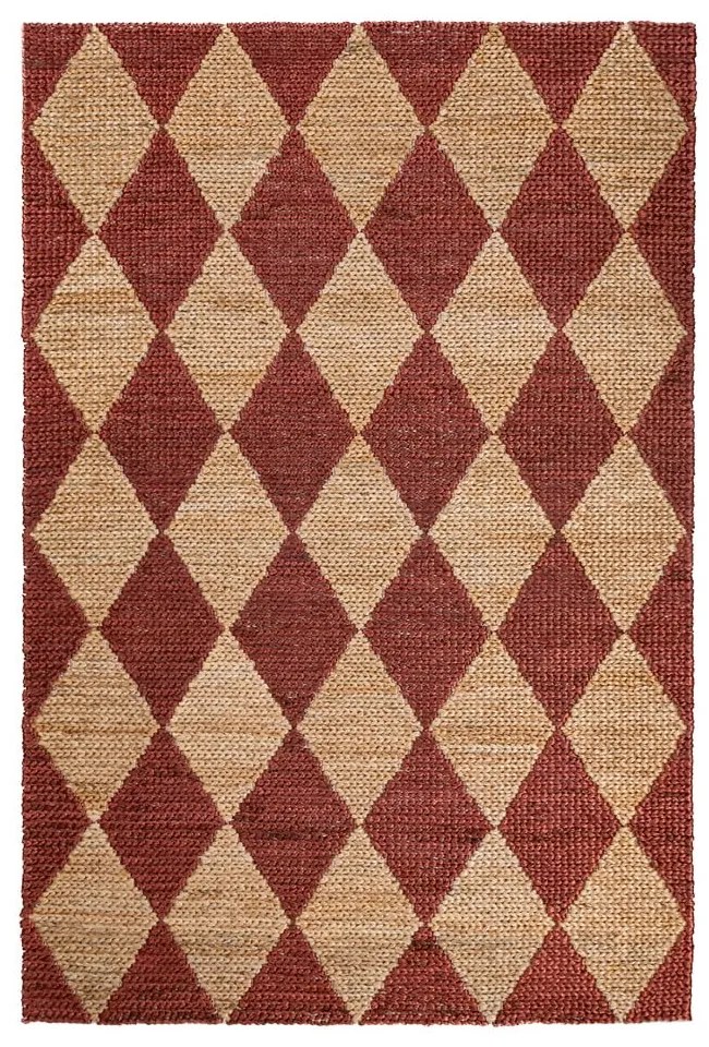 Теракотен ръчно изработен килим със смес от юта 120x170 cm Effie Diamond – Flair Rugs