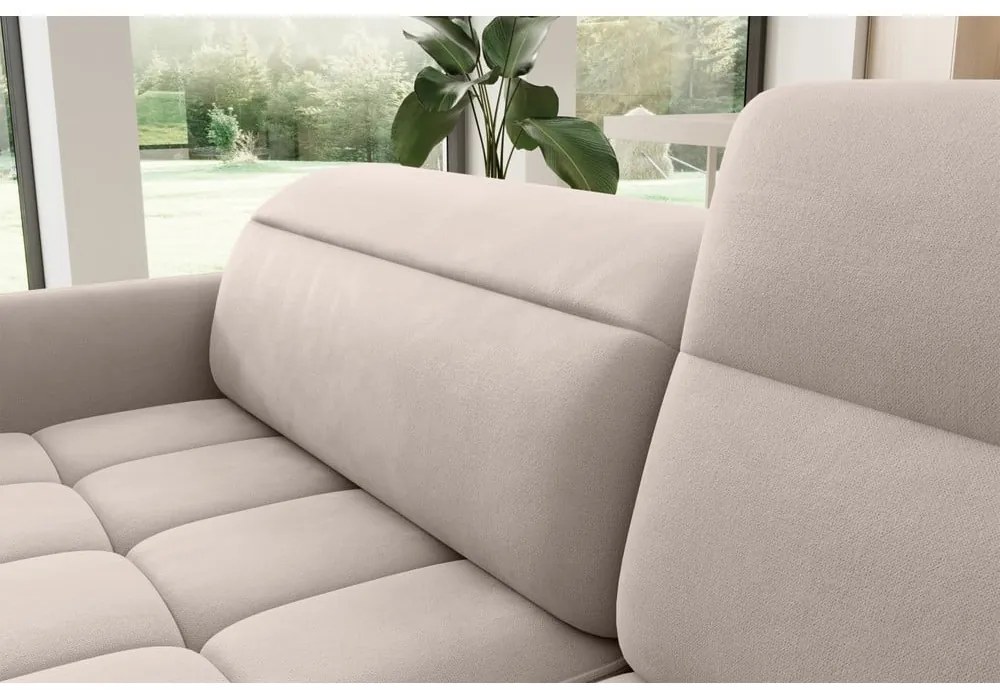 Светлокафяв кадифен разтегателен ъглов диван с място за съхранение (десен ъгъл L форма) Barea – ELTAP