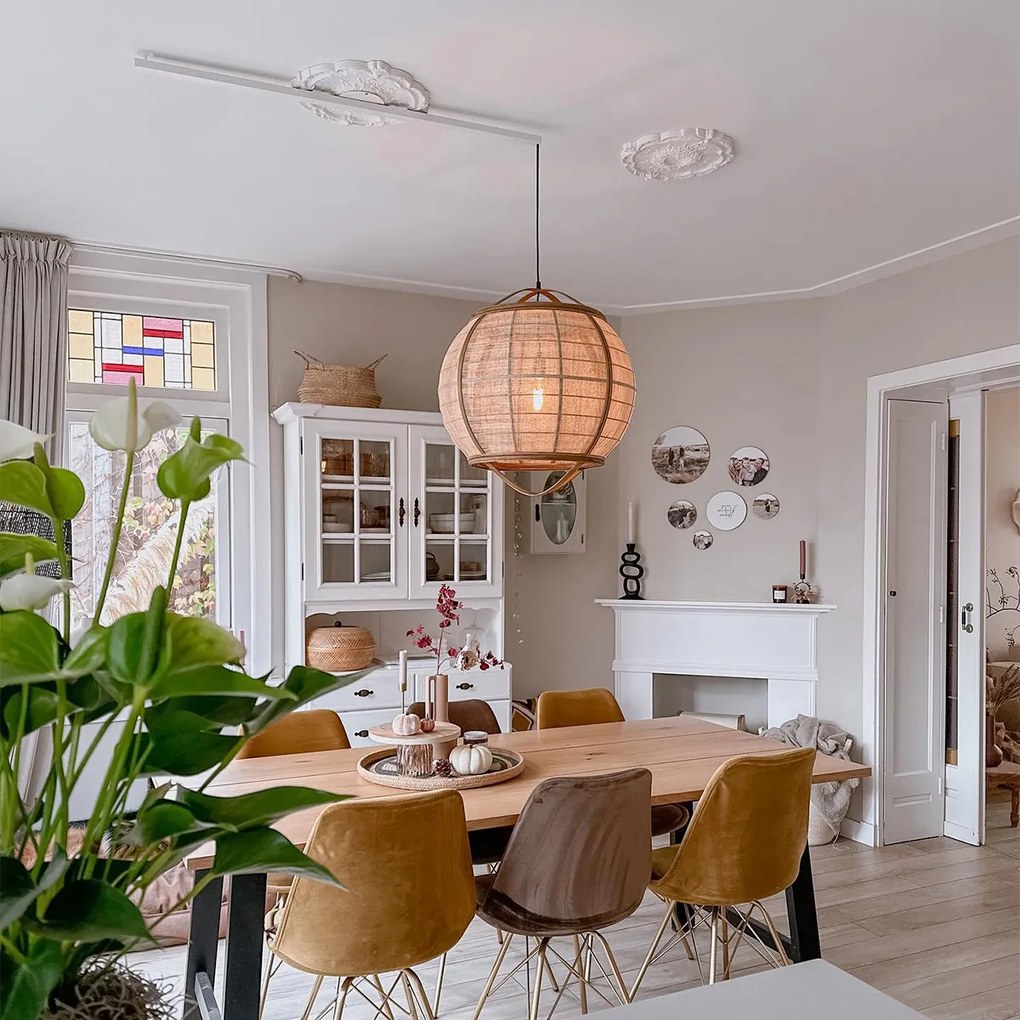 Смарт висяща лампа кафява 50 см вкл. Wifi G95 - Pascal