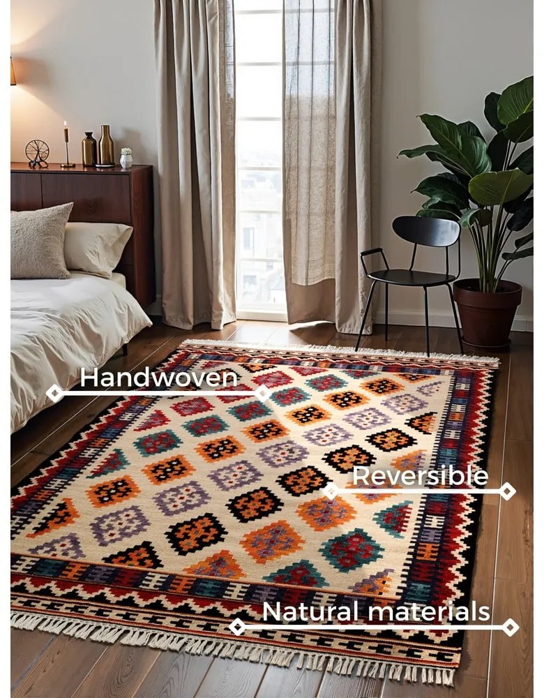 Червен двустранен ръчно изработен вълнен килим 160x230 cm Kamal Kian – Nouristan