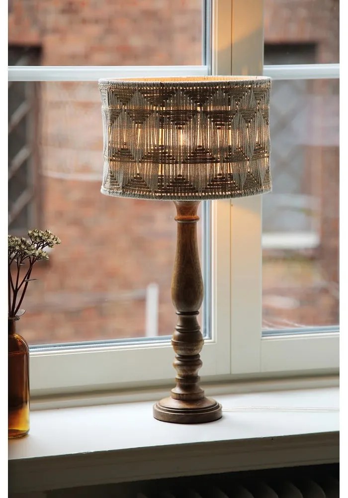 Настолна лампа с абажур от текстил и юта в кафяв и естествен цвят (височина 62,5 cm) Ano – Markslöjd