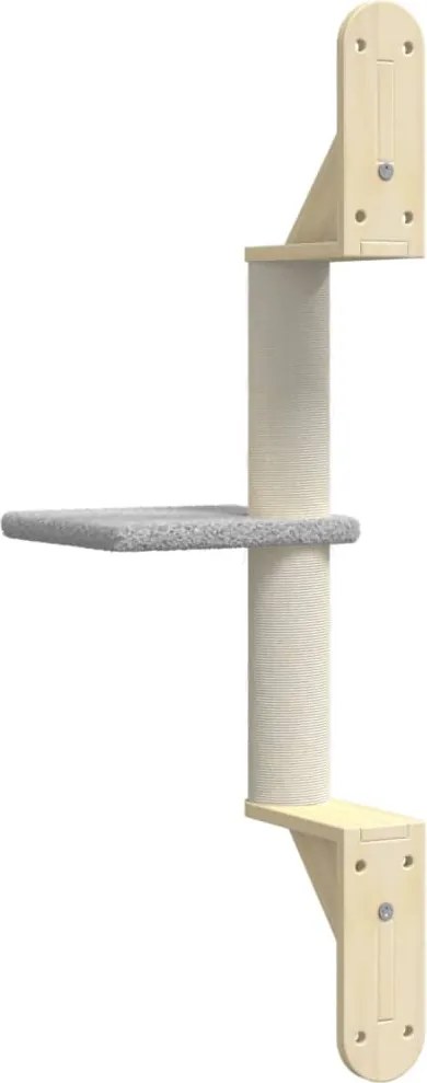 Котешко дърво за стенен монтаж с драскалка, светлосиво, 85,5 см