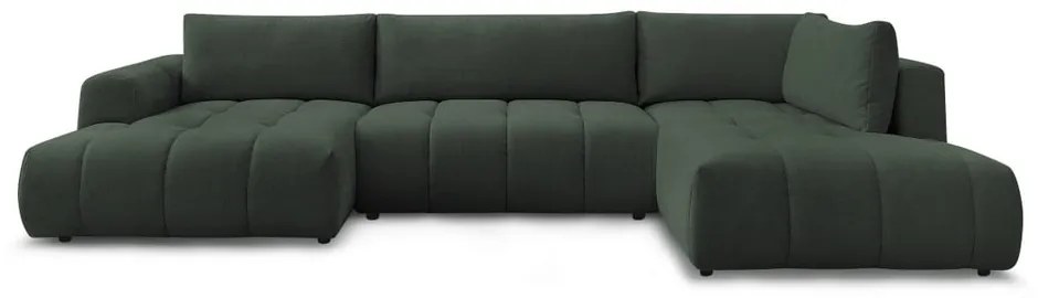 Зелен сгъваем/с място за съхранение ъглов диван (десен ъгъл/U форма) Fuji – Bobochic Paris