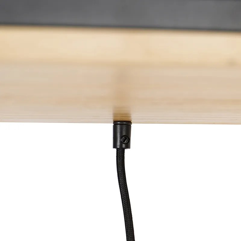 Индустриален висящ аплик черен с дърво 5-светлина - Shelf