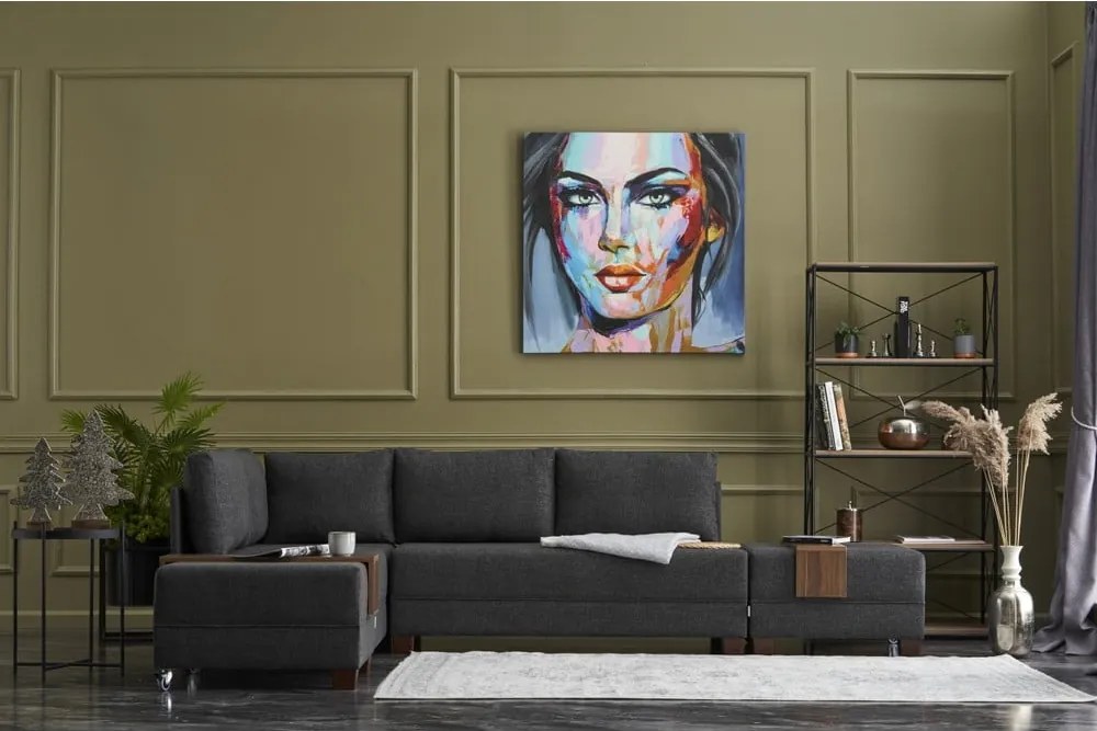 Антрацитен ъглов разтегателен диван (ляв ъгъл) Fly – Balcab Home