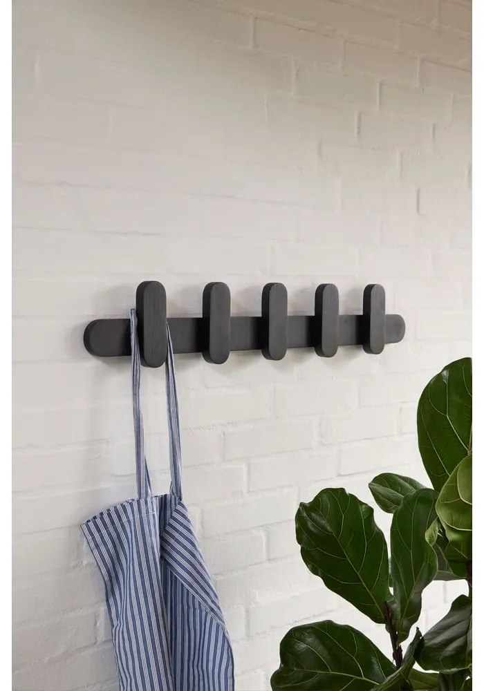 Черна стенна закачалка от ясенова дървесина Merry - Hübsch