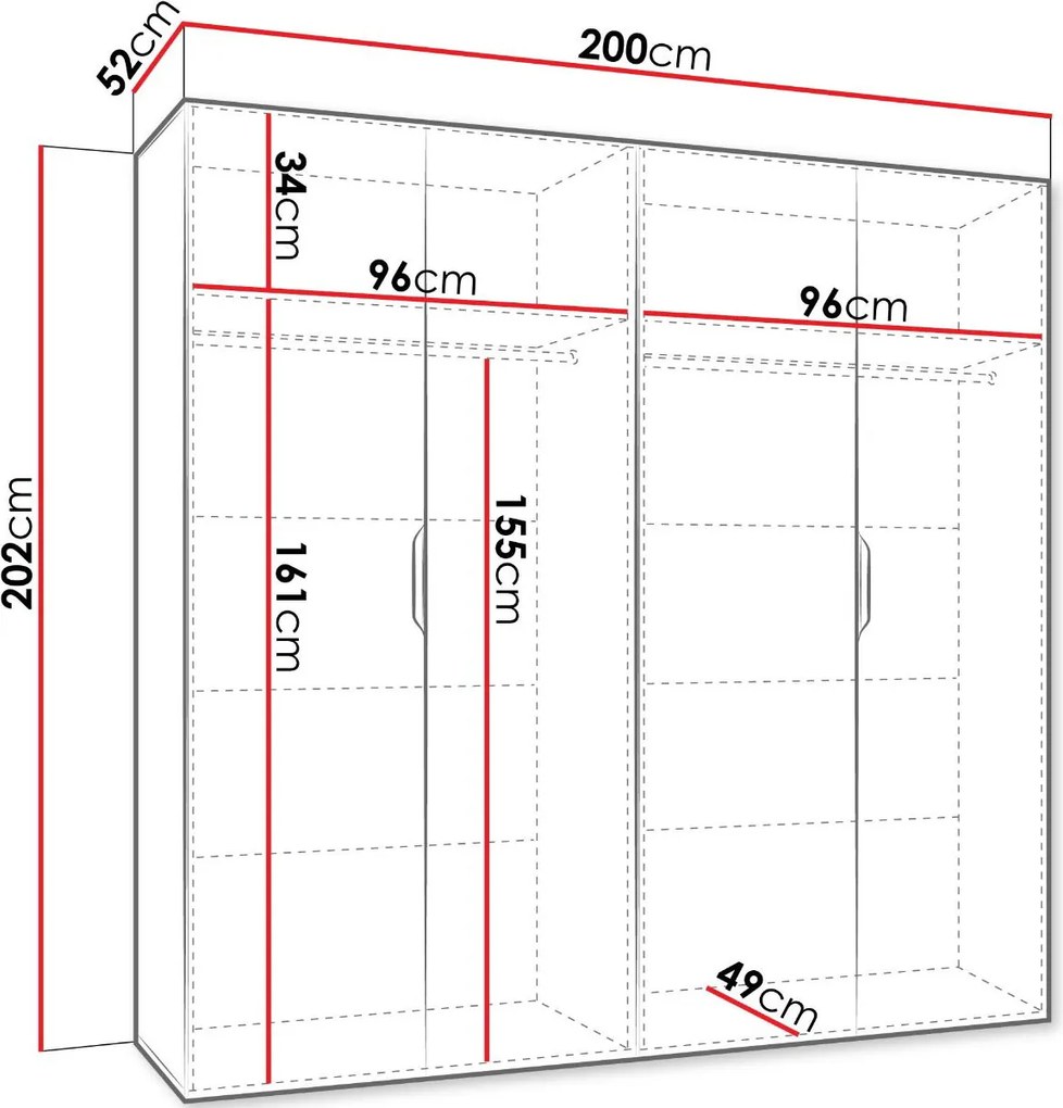 Гардероб Малага плюс четирикрилен-Черен