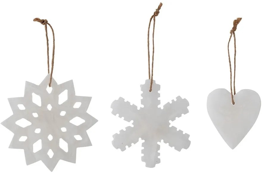 Комплект от 3 бели висящи коледни декорации Otta - Bloomingville