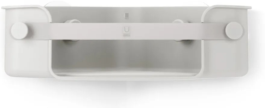 Сив ъглов самоносещ рафт за баня, изработен от рециклирана пластмаса Flex Adhesive - Umbra