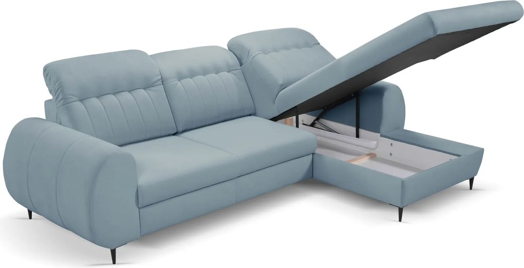 Ъглов диван Blanc-Светлосин-Дясно