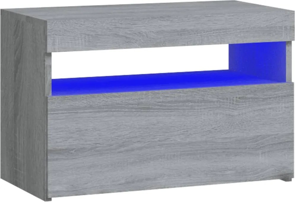 3152828 vidaXL Нощно шкафче с LED осветление, сив сонома, 60x35x40 см