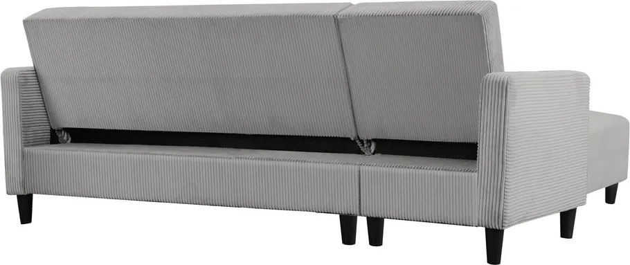 Светлосив сгъваем ъглов диван от рипсено кадифе Hartford – Støraa