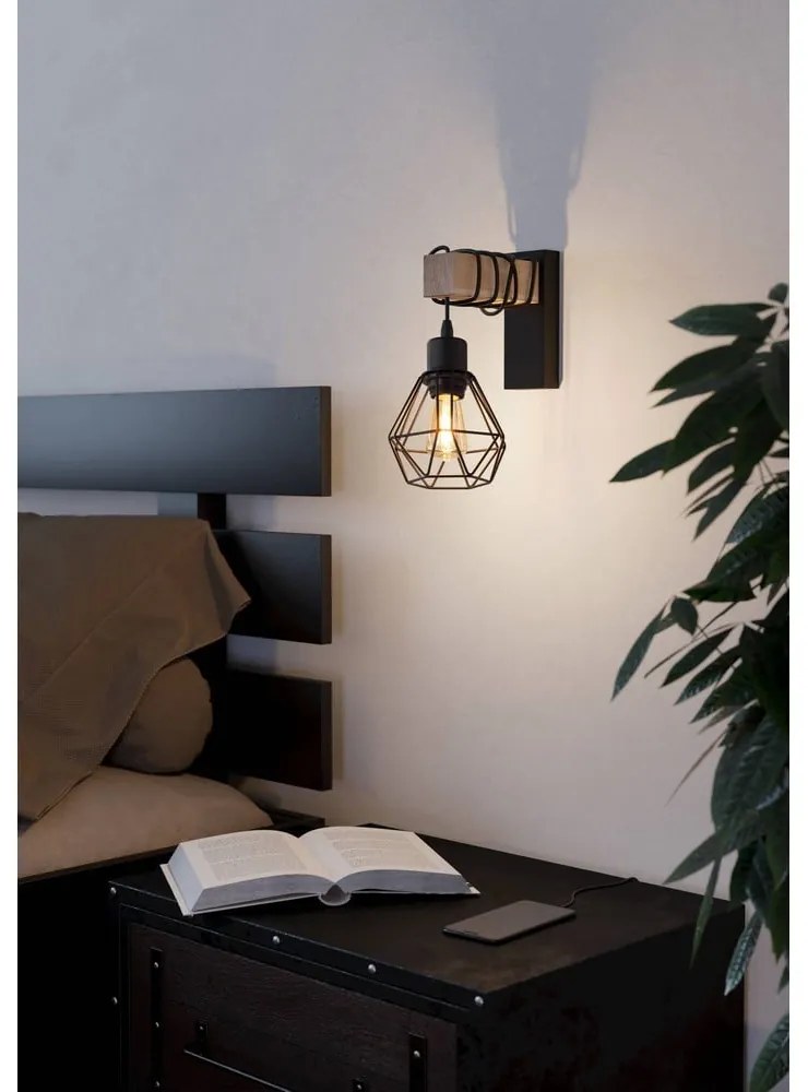 Стенна лампа в черен и естествен цвят TOWNSHEND 5 – EGLO