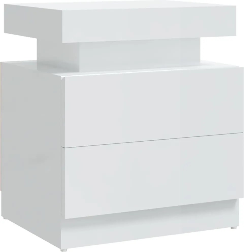 326855 vidaXL Нощно шкафче, бял гланц, 45x35x52 см, инженерно дърво