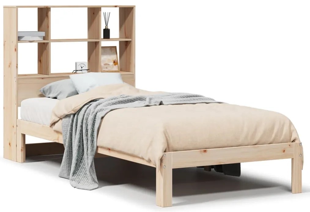 3322548 vidaXL Легло с рафтове за книги, без матрак, 90x190 см, бор масив