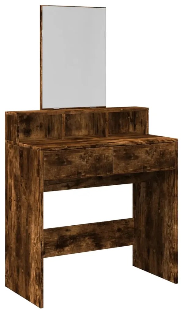 848175 vidaXL Тоалетка с огледало, Опушен дъб, 80x41x144,5 см