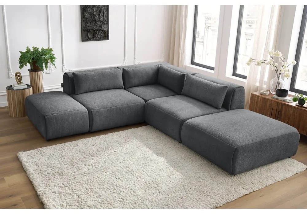 Сив ъглов диван (променлив) Jeanne - Bobochic Paris