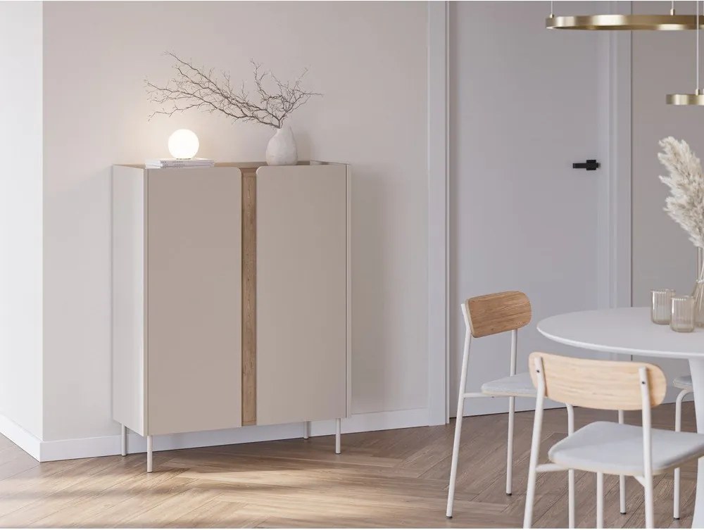 Кремаво-естествено шкафче от декор от дъб 90x120x40 cm Lucile – Marckeric