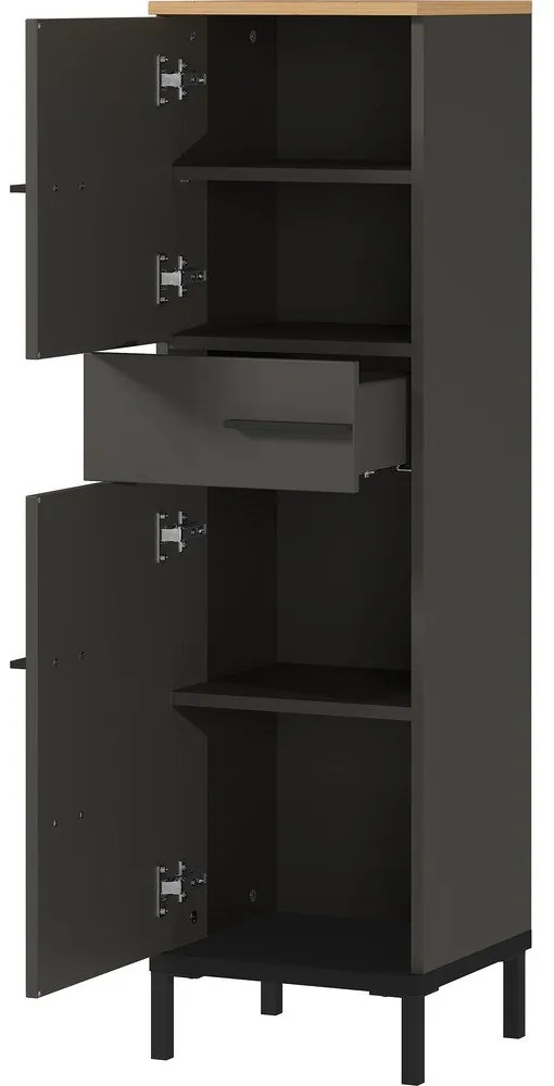 Тъмно сив шкаф за баня в дъбов декор 34x123 cm Yonkers - Germania