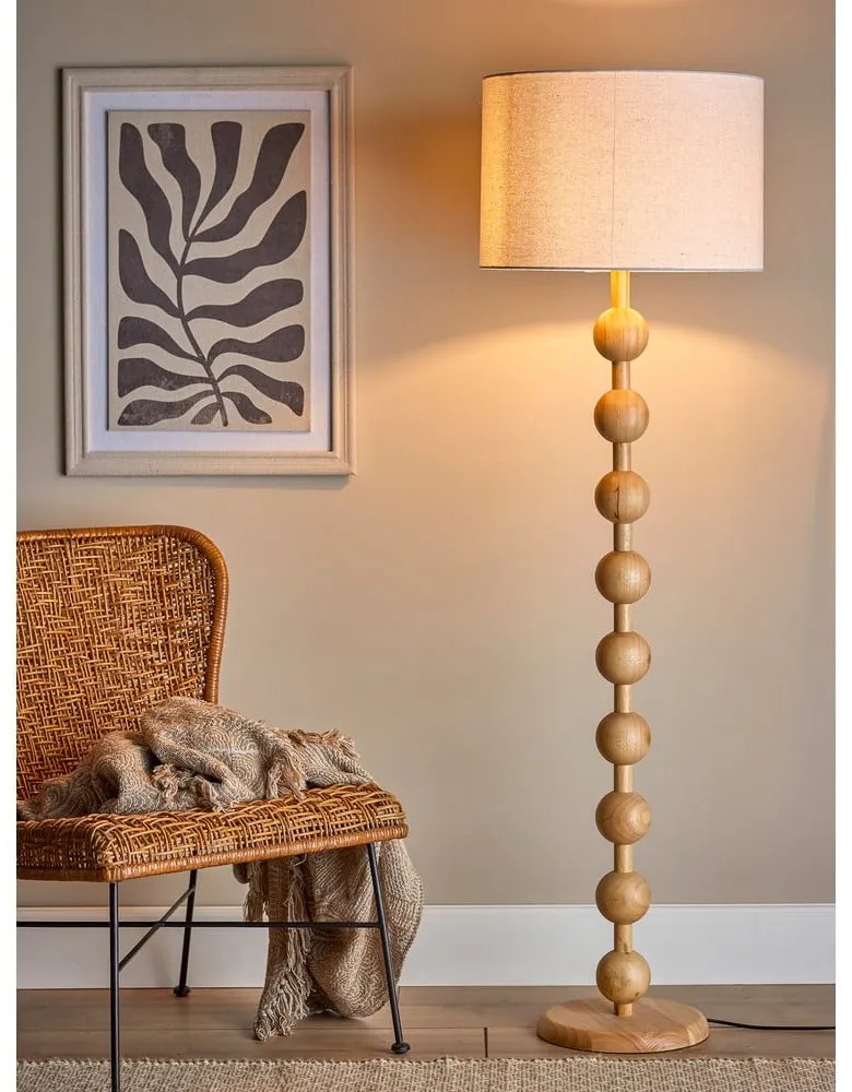 Подова лампа в естествен цвята с текстилен абажур (височина 154,5 cm) Giacoma – Bloomingville