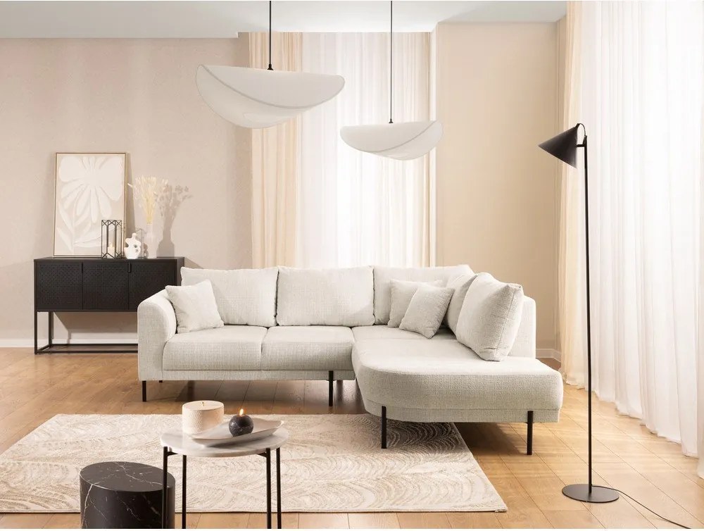 Бежов шенилов ъглов диван (десен ъгъл/L форма) Mauris – Ropez