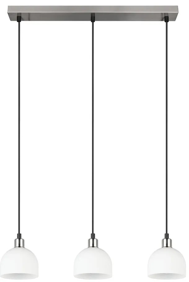 Бяло-сребристо висящо осветително тяло със стъклен абажур Molly – Trio