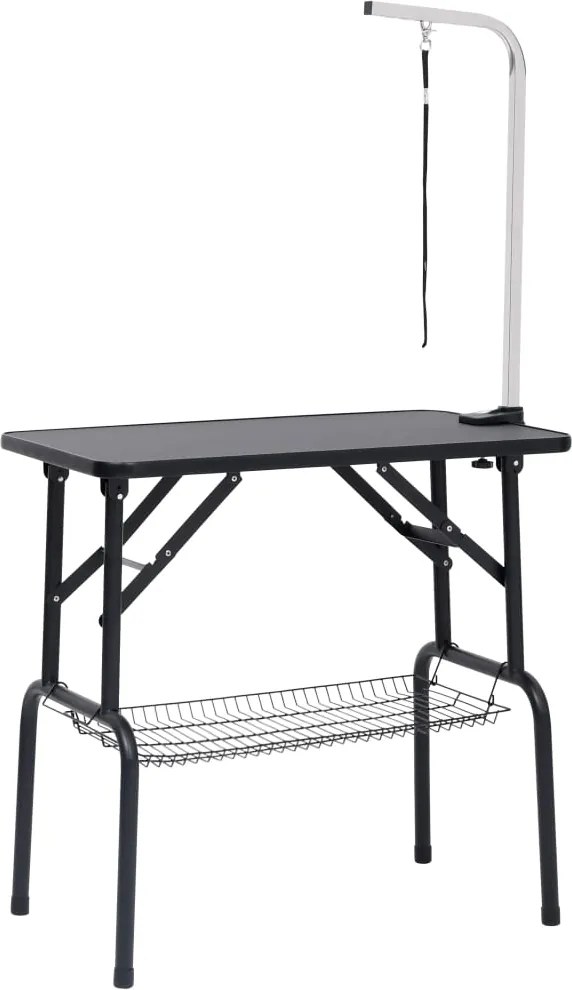 171067 vidaXL Регулируема маса за груминг на кучета с 1 каишка и кошница