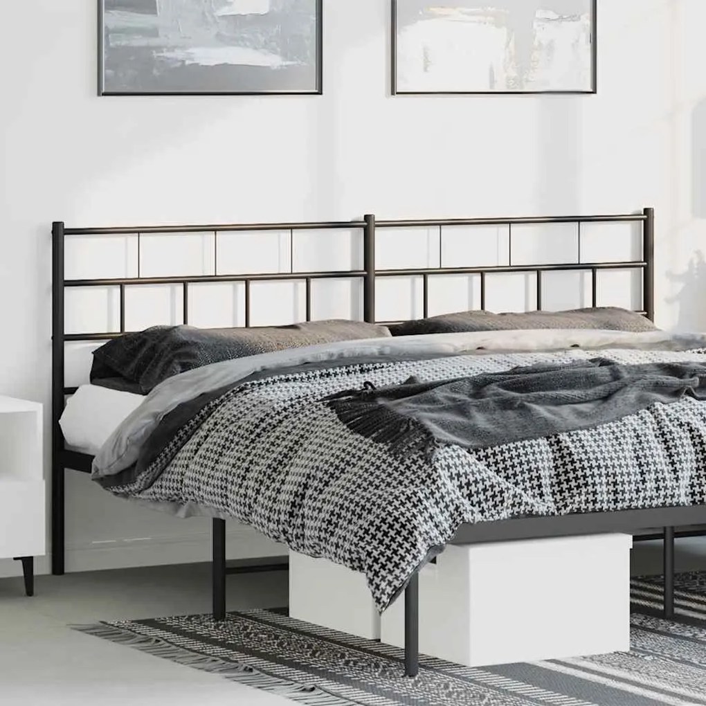 355695 vidaXL Метална табла за глава, черна, 180 см