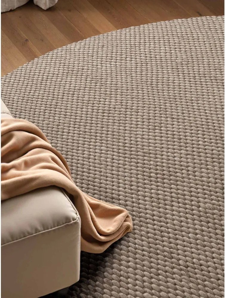 Бежов ръчно изработен вълнен кръгъл килим ø 160 cm Lyon Beans – Elle Decoration