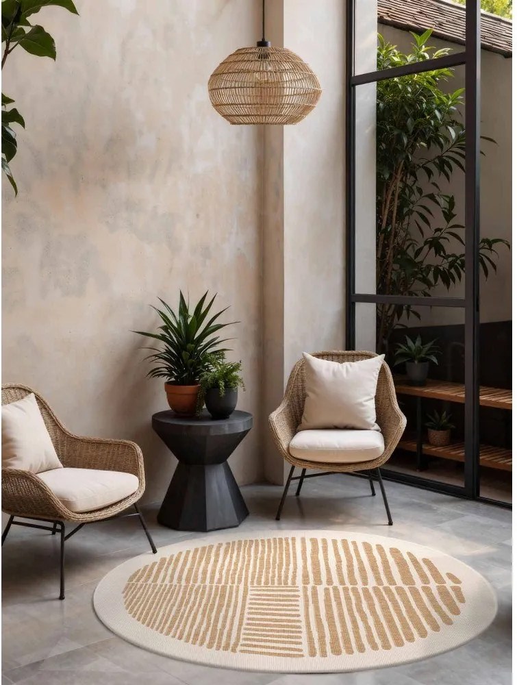 Кремав/в естествен цвят кръгъл килим за открито и закрито ø 160 cm Haringey Bounds – Ted Baker