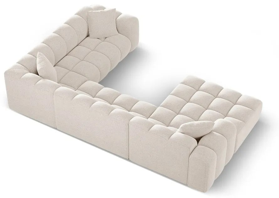 Кремав шенилов ъглов диван (десен ъгъл/U форма) Treno – Cosmopolitan Design