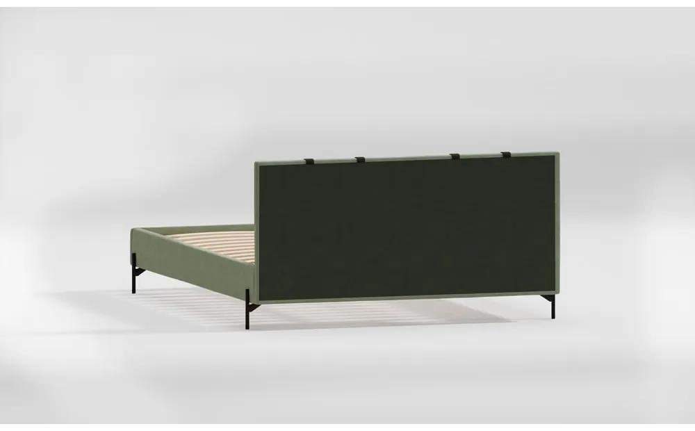Зелено двойно тапицирано легло с включена подматрачна рамка 140x200 cm Tulsa – Ropez