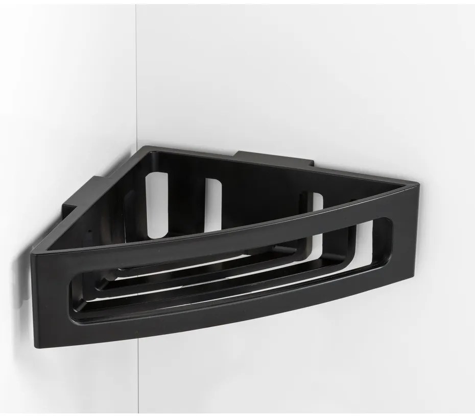 Черен ъглов самоносещ пластмасов рафт за баня Bralia - Wenko