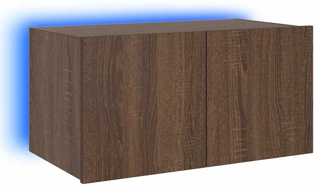 837279 vidaXL Стенен ТВ шкаф с LED осветление, кафяв дъб, 60x35x31 см