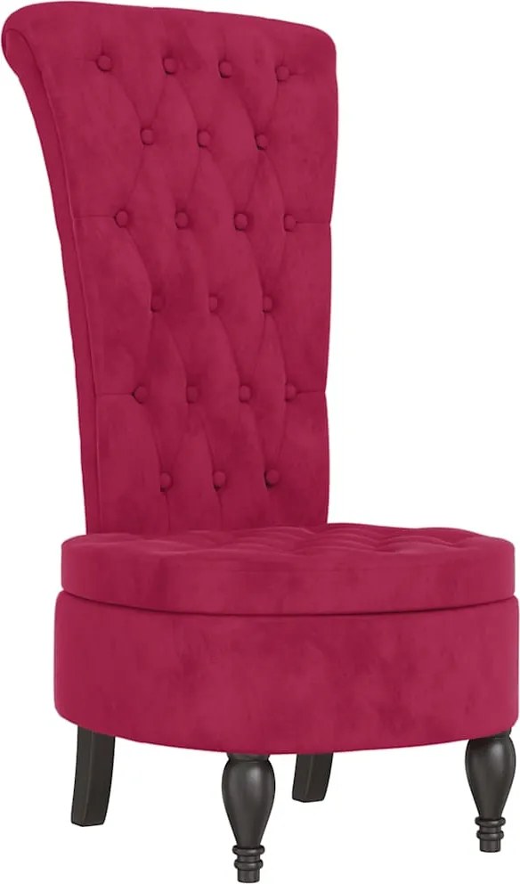 352467 vidaXL Стол с висока облегалка виненочервен кадифе дизайн на копчета