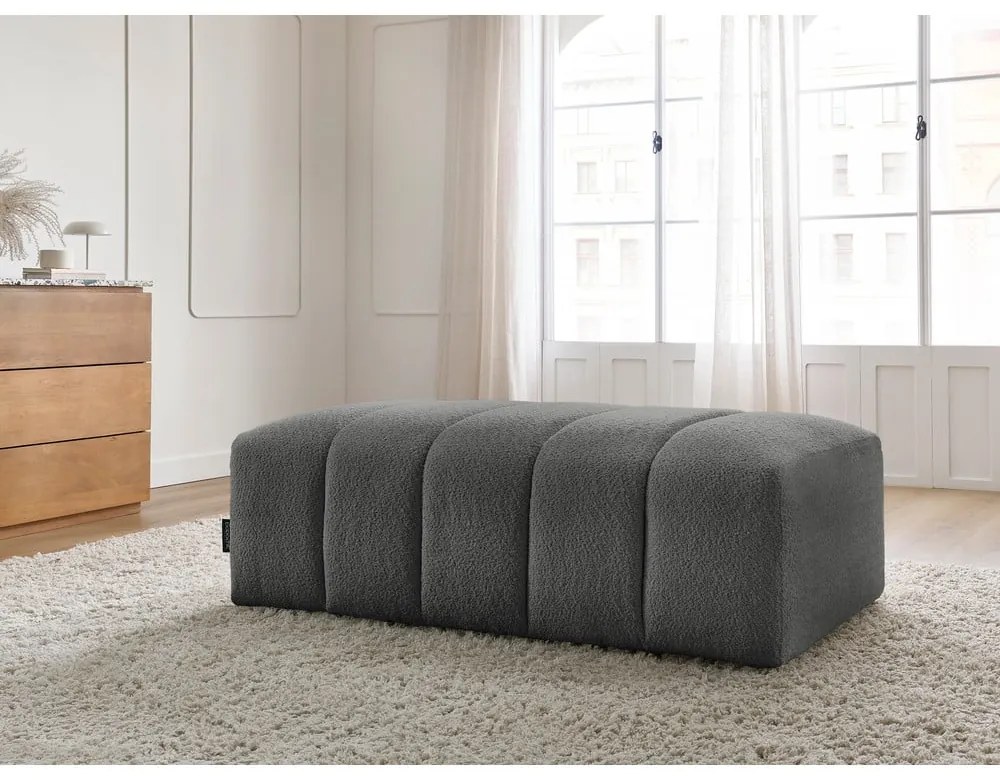 Тъмносива табуретка от прежда с примки от букле Annecy – Bobochic Paris