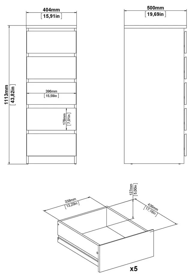 Скрин от дъбов декор в естествен цвят 40x111x50 cm Naia – Tvilum