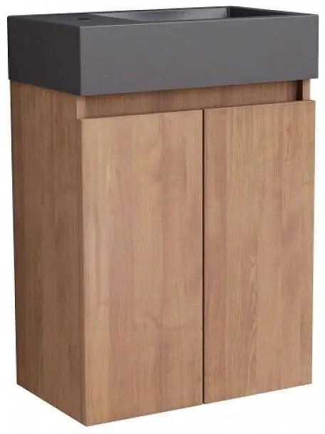 Конзолен шкаф за баня COMPACT 4242WOODEN К-КТ, Inter Ceramic, с умивалник, PVC, 60х42х25см