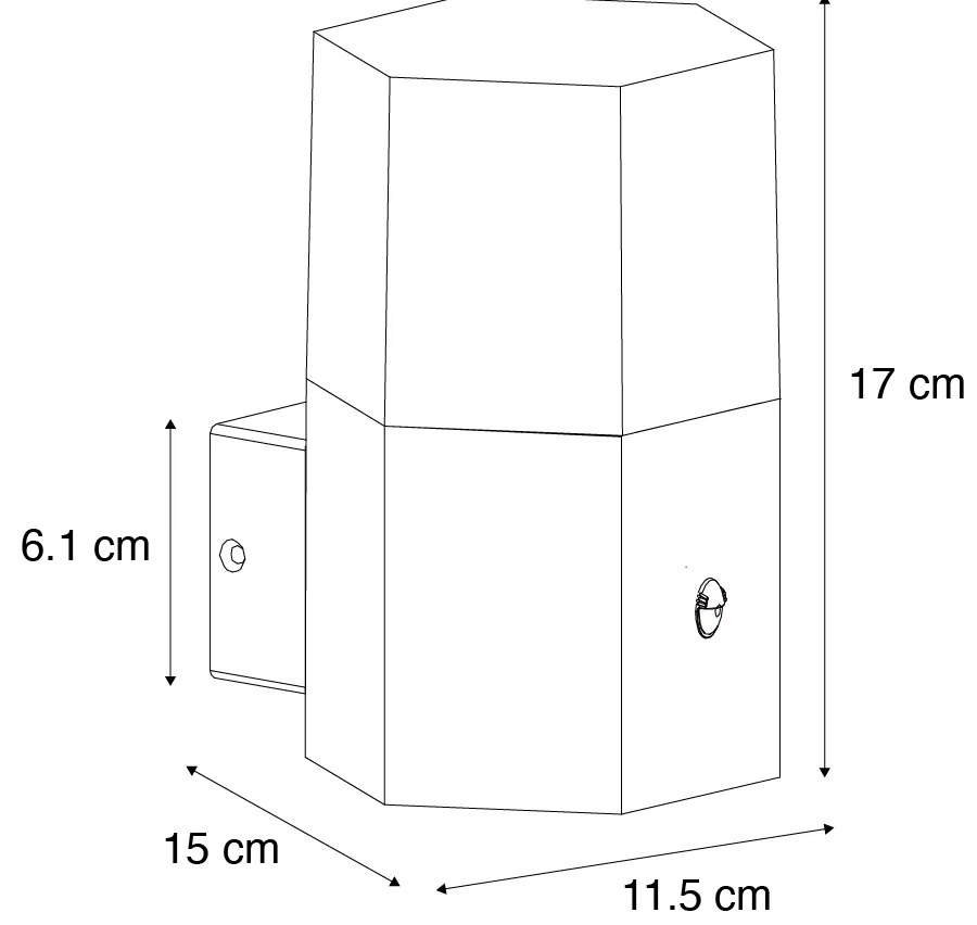 Външна стенна лампа черна с опушено стъкло шестоъгълник и сензор за движение - Denmark