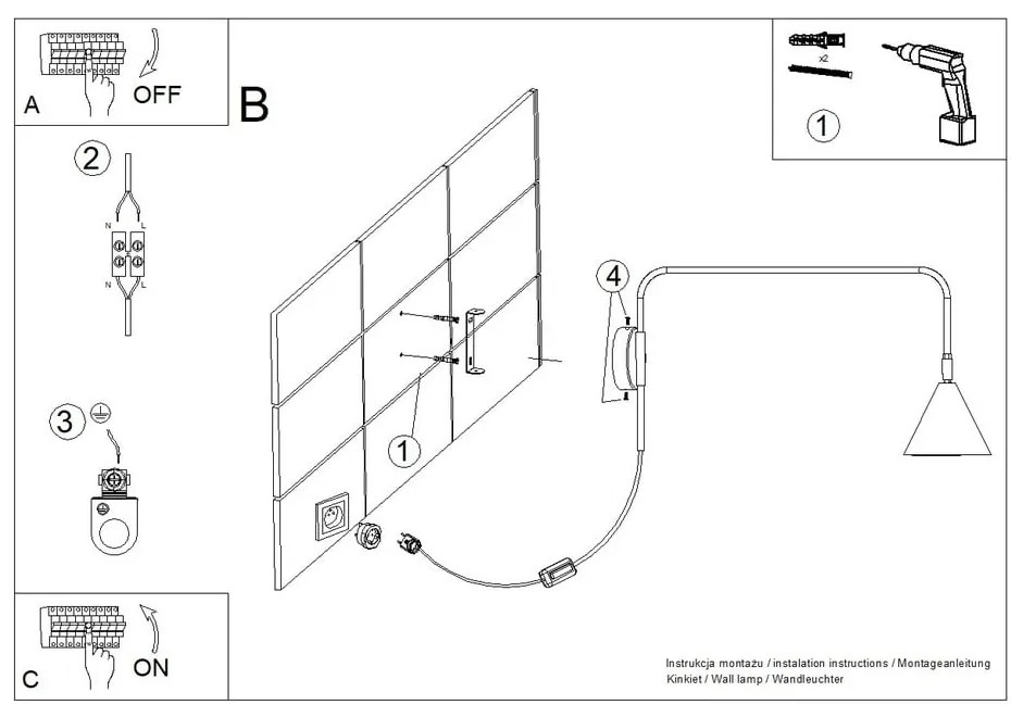 Бяла стенна лампа за контакт Zylo – Sollux