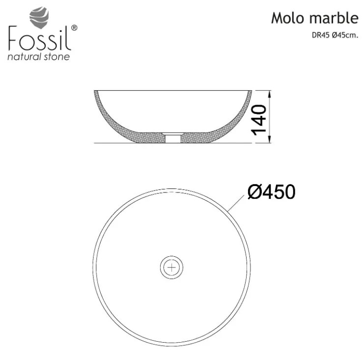 Мрамор мивка Fossil -Черен-Диаметър 45 см.