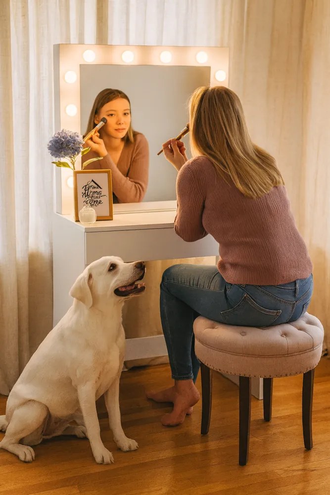 Тоалетка с лампички без табуретка