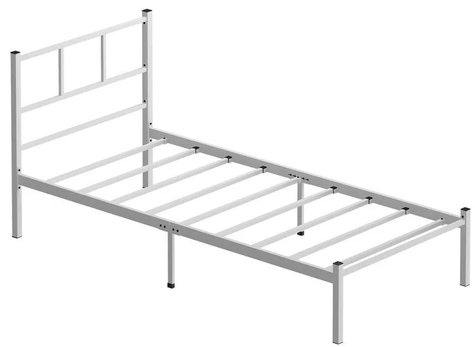 Метално единично легло ROVAN 90x200 см, бяло, товароносимост 120 кг