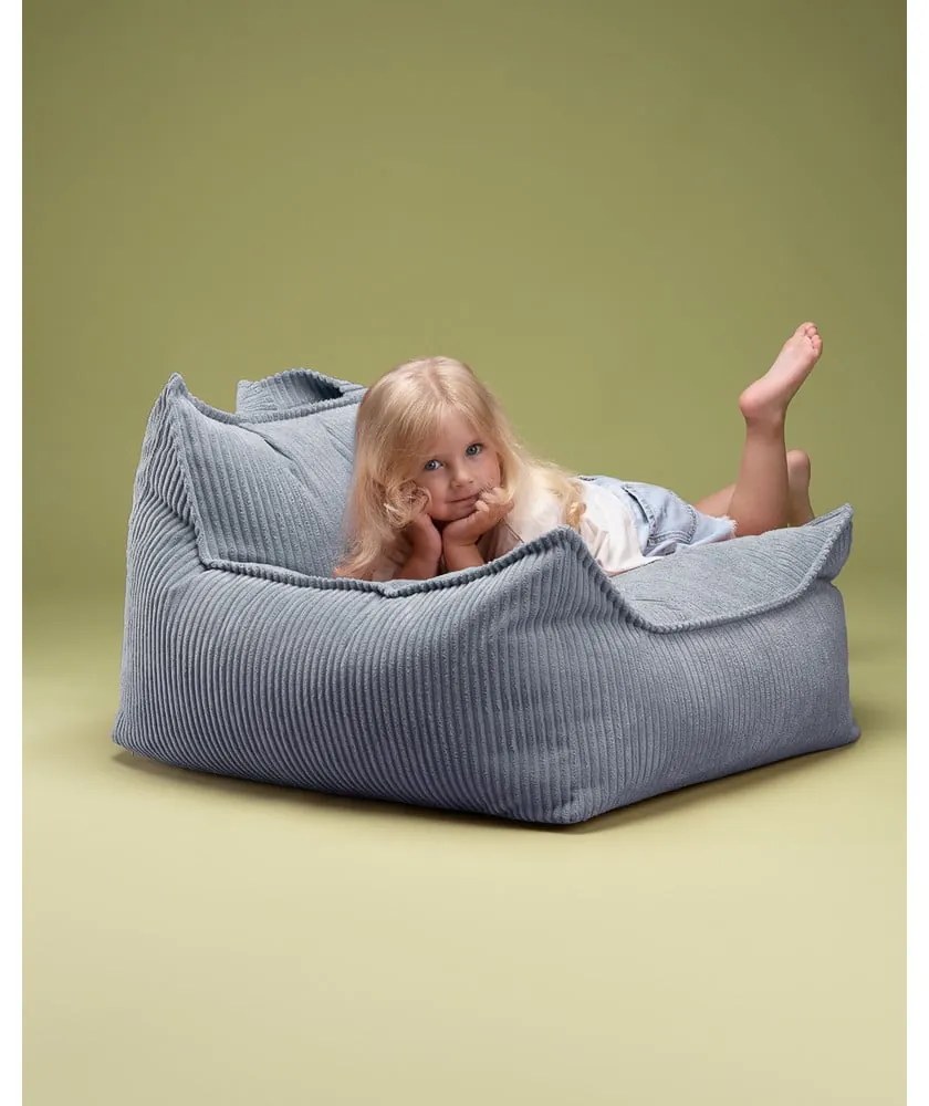 Син детски пуф от рипсено кадифе Chair – Wigiwama
