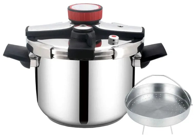 Тенджера под налягане ZEPHYR ZP 1311 G7S, 7 литра, 22х20 см, Съд за готвене на пара, Индукция, Инокс