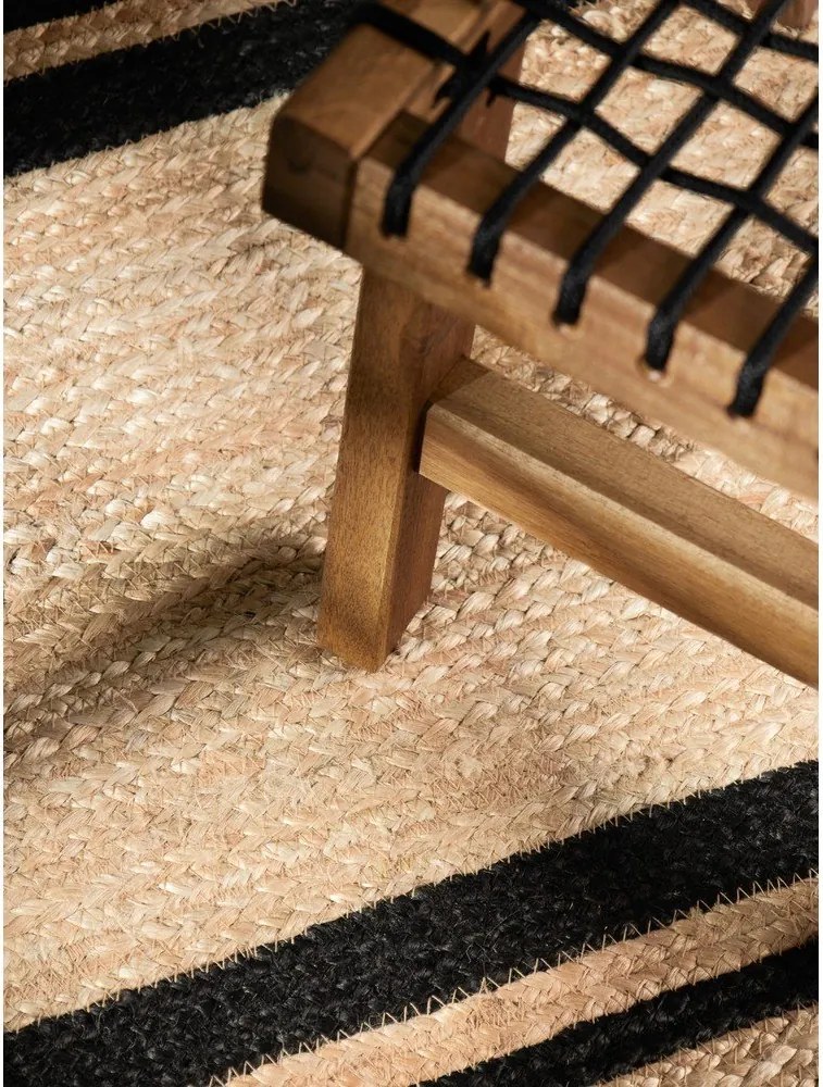 Черна/в естествен цвят двустранна/ръчно изработена ютена пътека 70x200 cm Jutta – Hanse Home