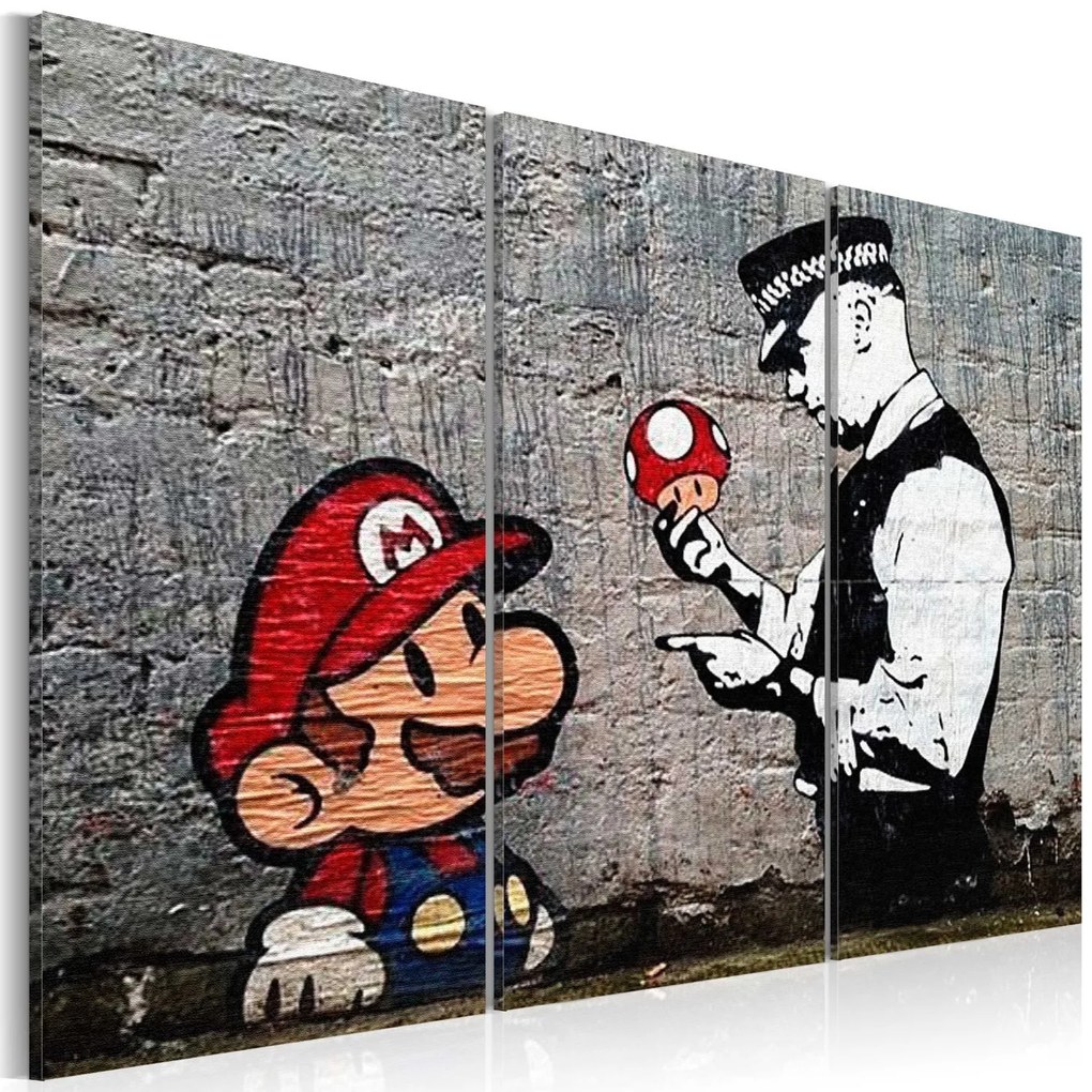 Печат върху платно - Super Mario Mushroom Cop от Banksy 120x80