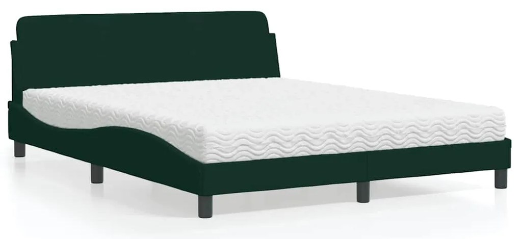 3208434 vidaXL Легло с матрак Dover, тъмнозелено, 160x200 см, кадифе